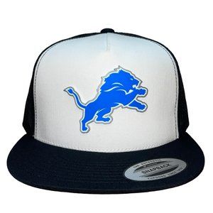 Detroit Lions YP Snapback Flat Bill Trucker Hat- White/ Black